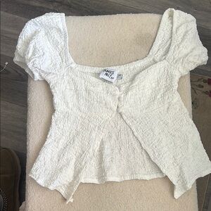 Princess Polly White Smocked Puff Sleeve Blouse